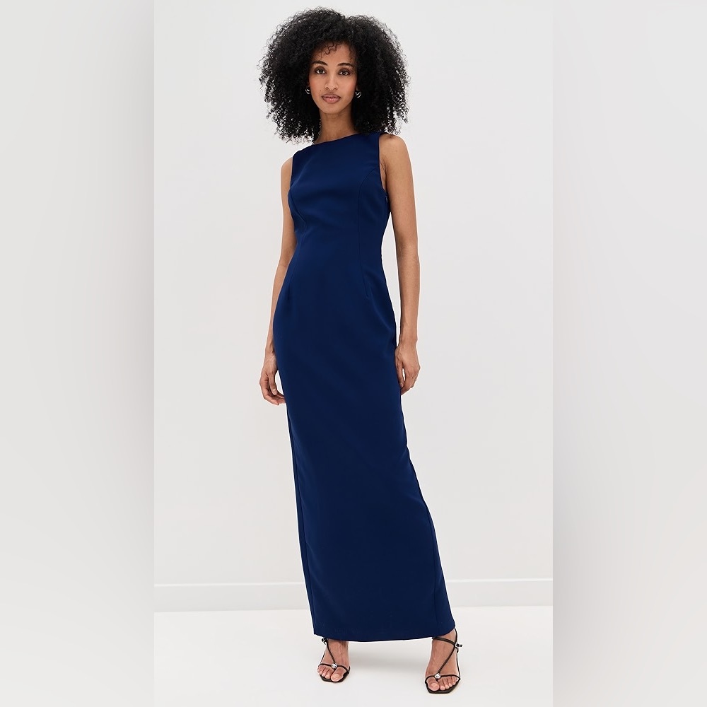 Amanda Uprichard Midnight Navy Sleeveless Maxi Gown